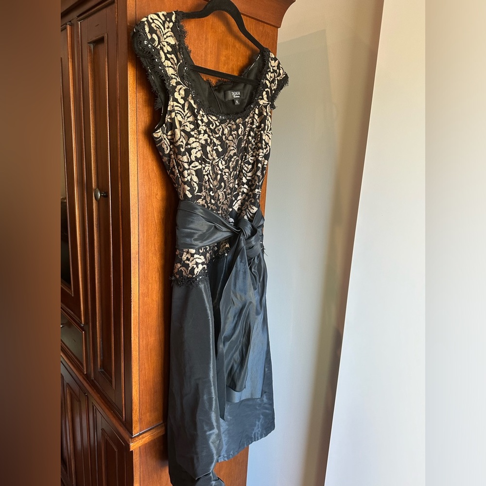 EUC Tadashi 100% silk tea length cocktail dress.